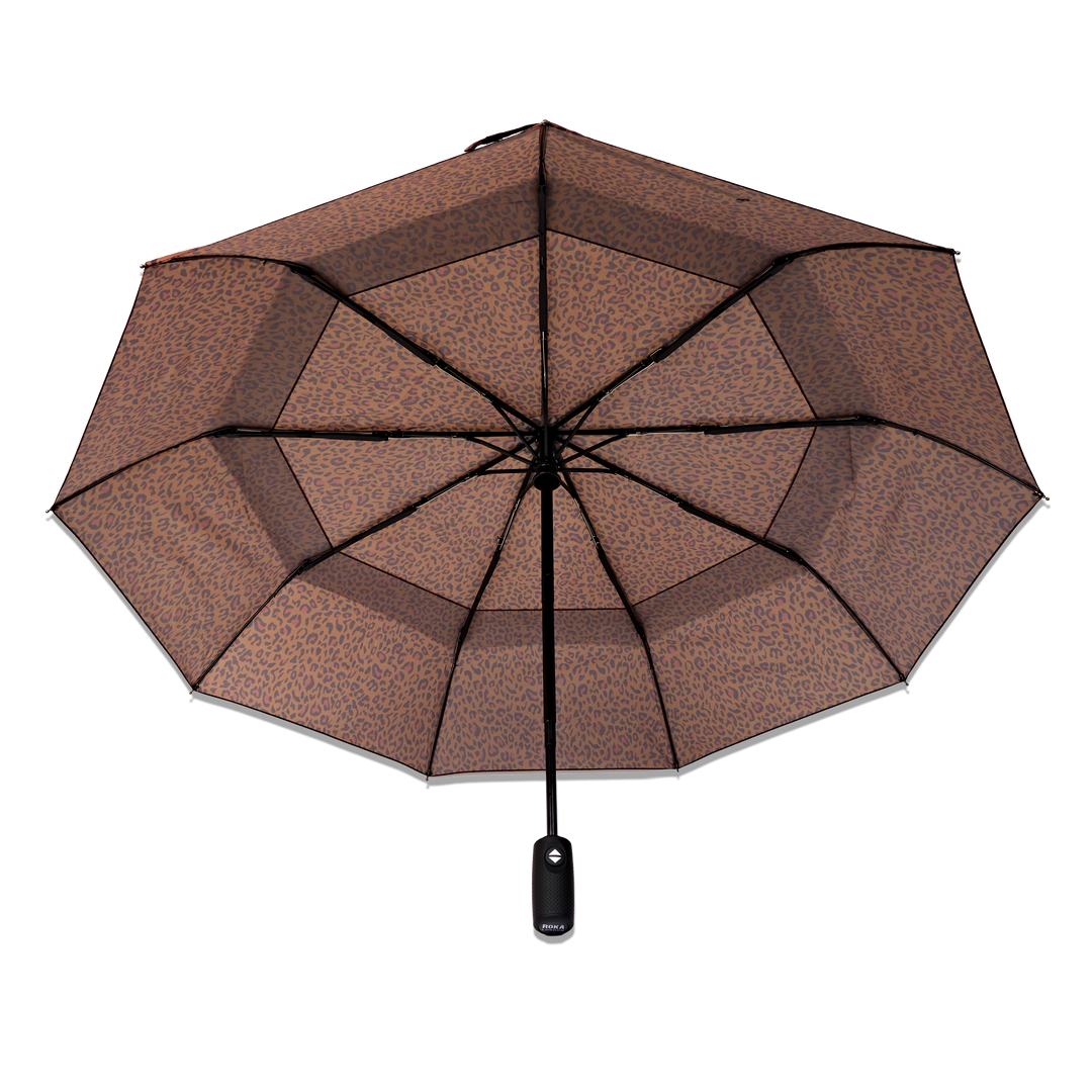 Roka Umbrella in Mini Leopard Pongee