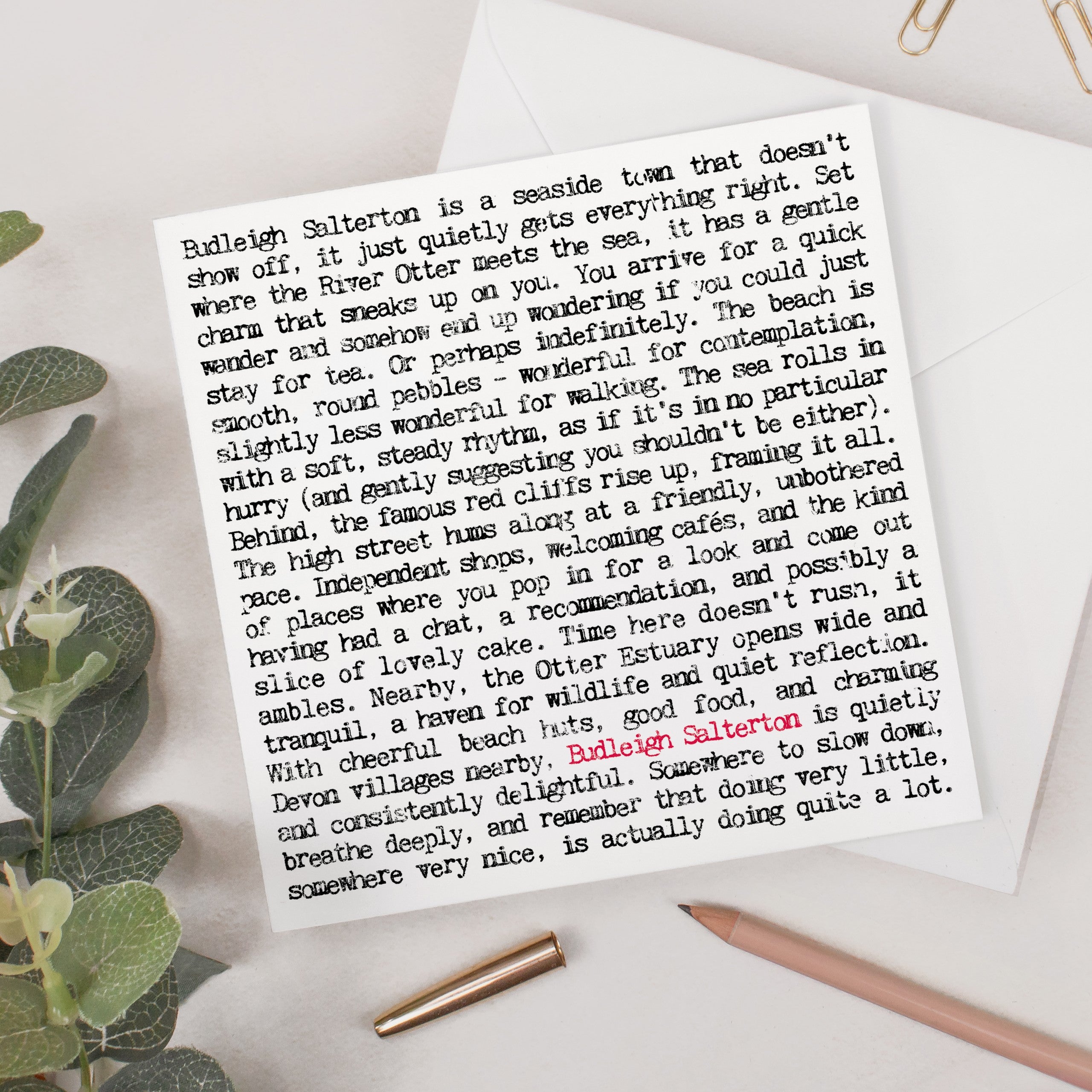 Budleigh Salterton - Wise Words Bespoke Greeting Card