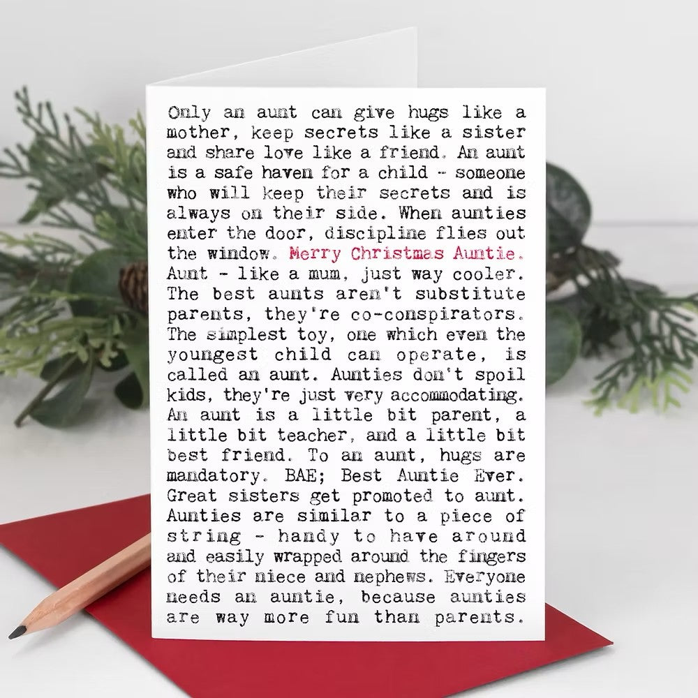 Merry Christmas Auntie Card with Quotes