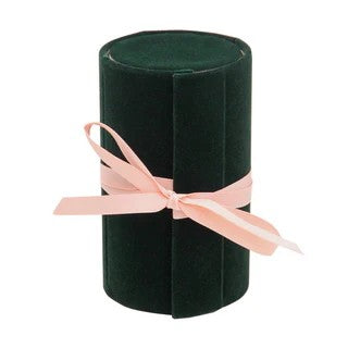 Caroline Gardner Dark Green Velvet Jewellery Box Roll
