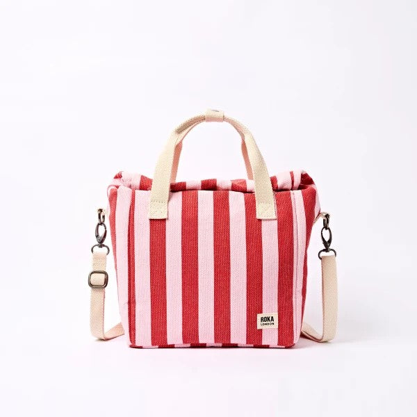 Roka Hampstead Lunch Bag in Strawberry Stripe Cotton Canvas