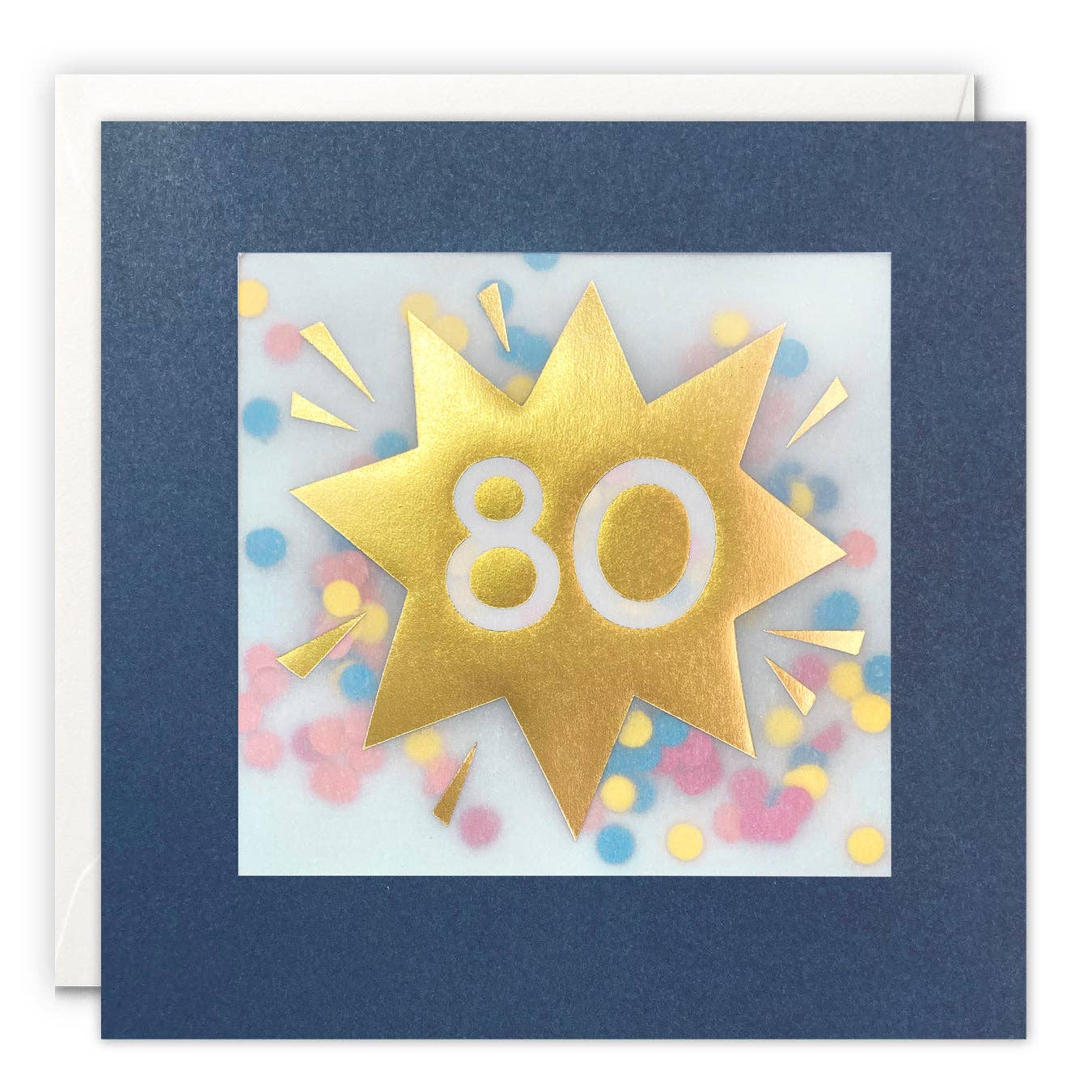 Age 80 Gold Confetti Birthday Card - Paper Shakies