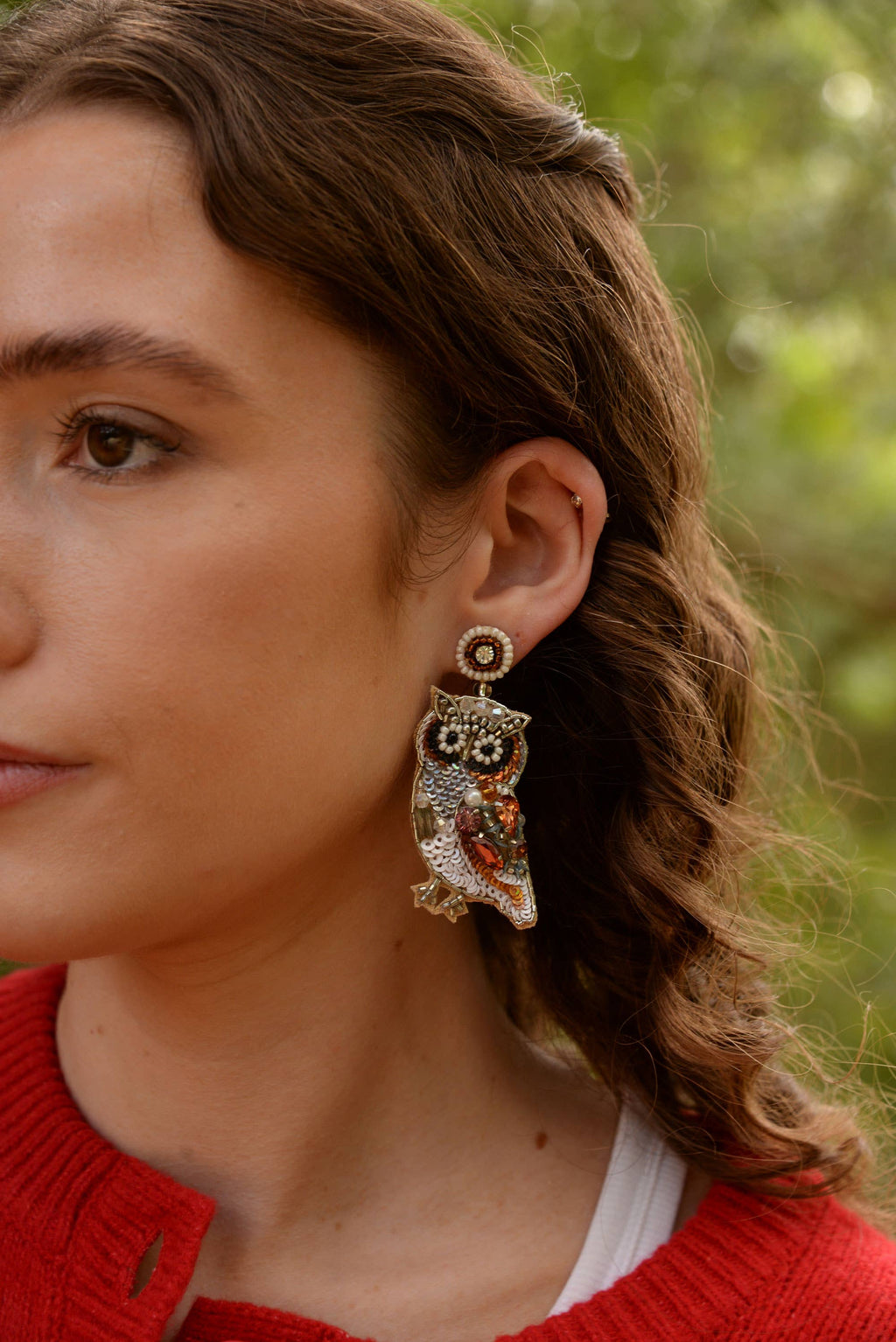 Owl Beaded Drop Earrings