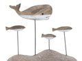 Whale & Fish on Plinth Wood Ornament