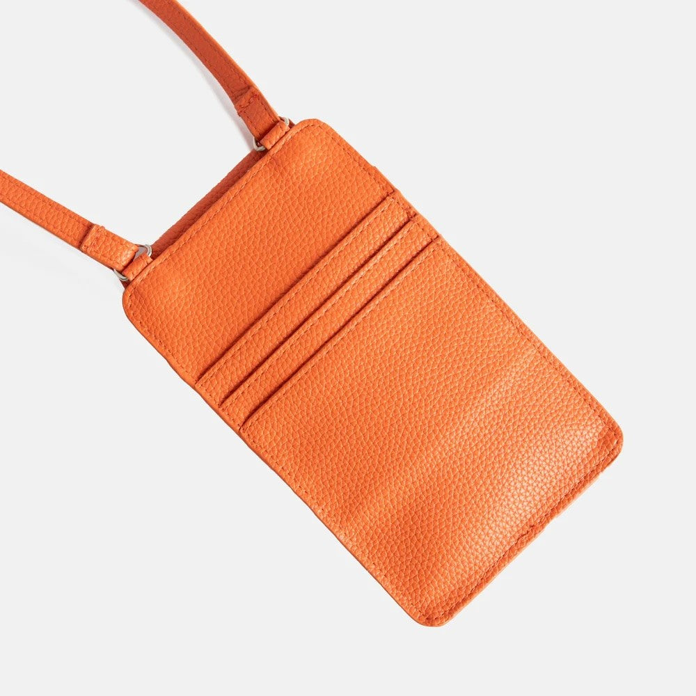 Coral Orange Vegan Leather Phone Bag