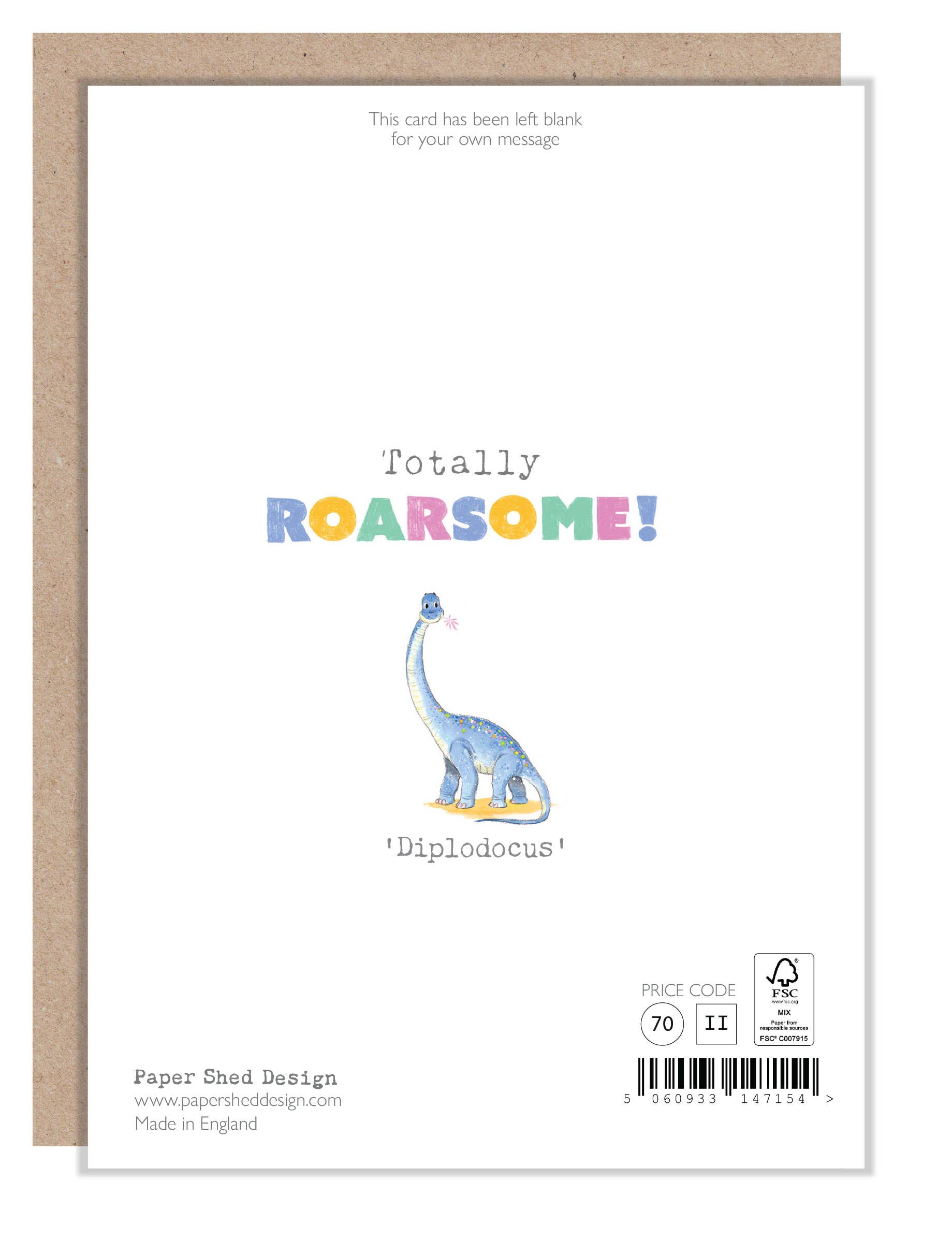 Kids Birthday Card - Age Five - Dinosaur design - TR05