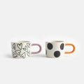 Mono Spot and Hearts Set of 2 Espresso Cups