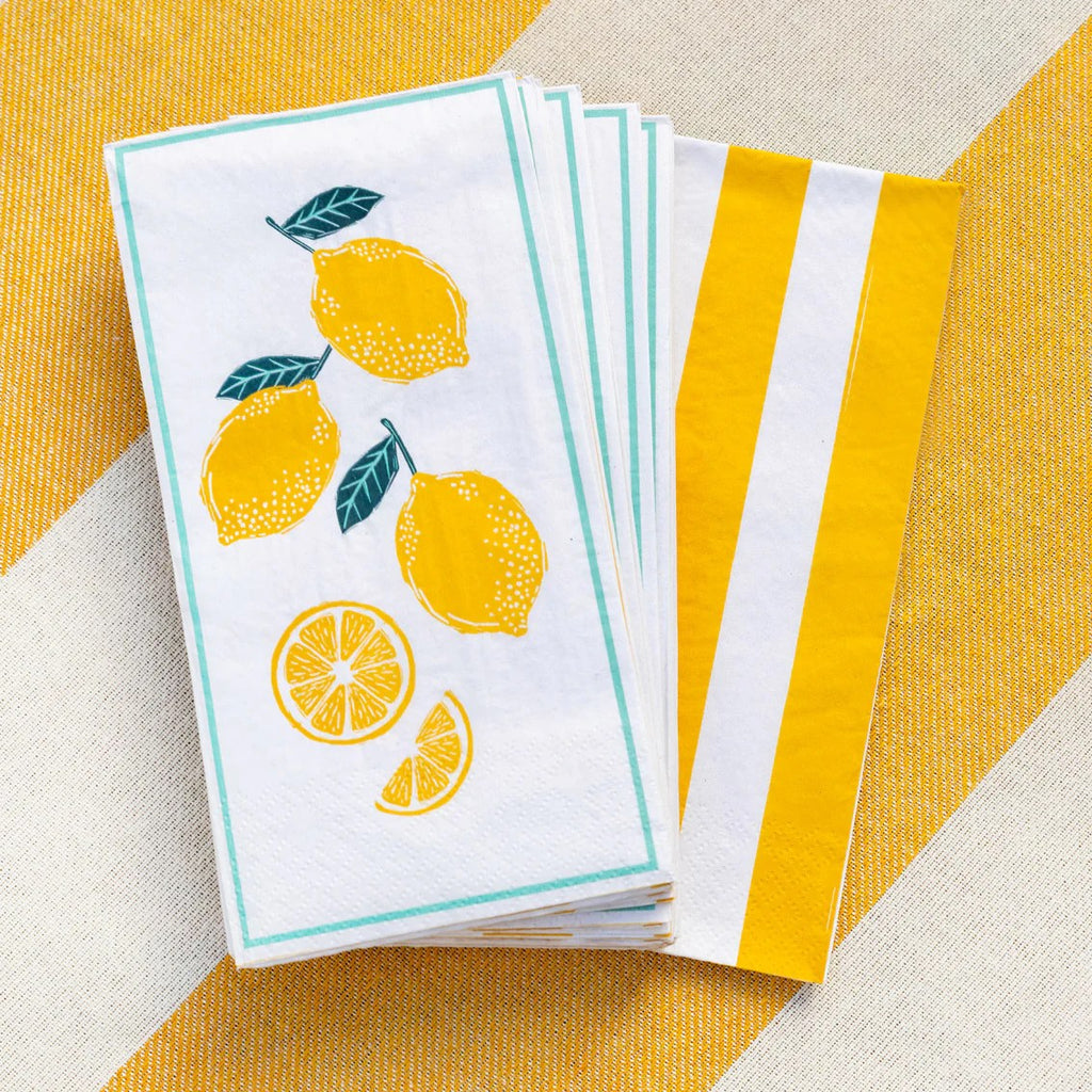 Lemon Long Lunch Paper Napkins - 16 pack