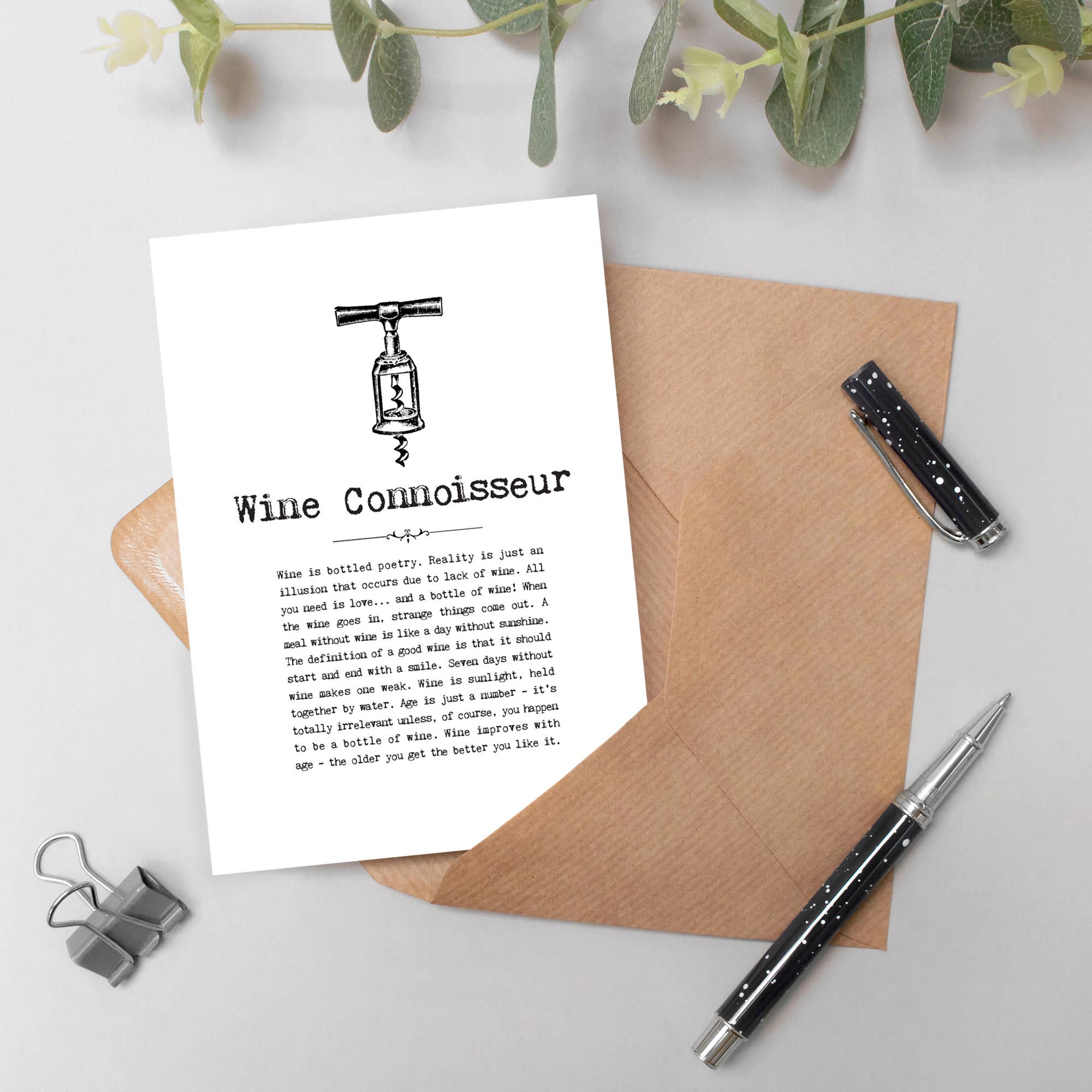 Wine Connoisseur Funny Quotes Card