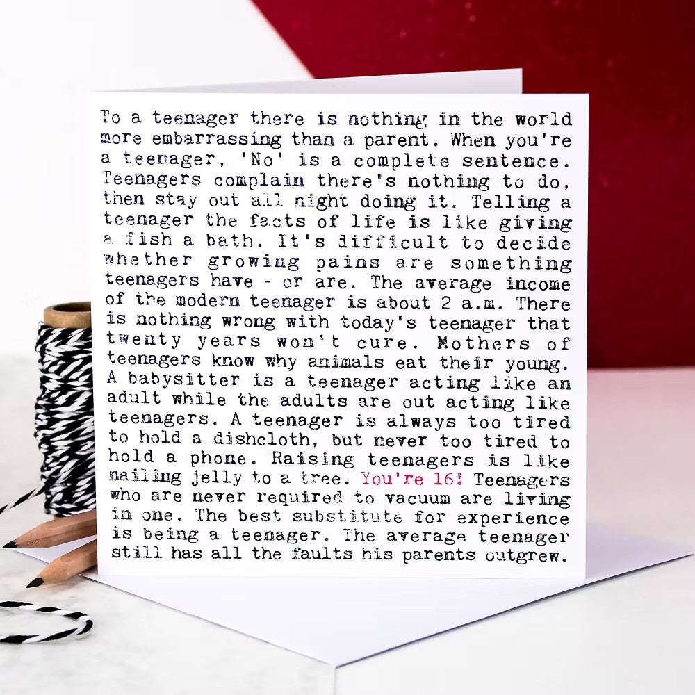 16th Birthday Card with Quotes
