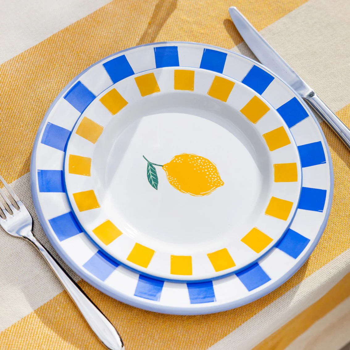 Lemon Enamel Plate - 20cm