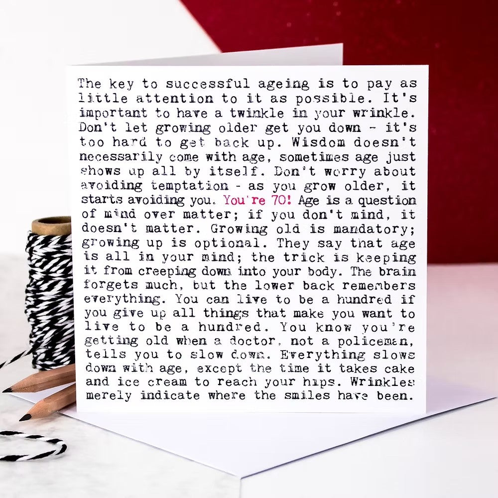 70th Birthday Card with Quotes