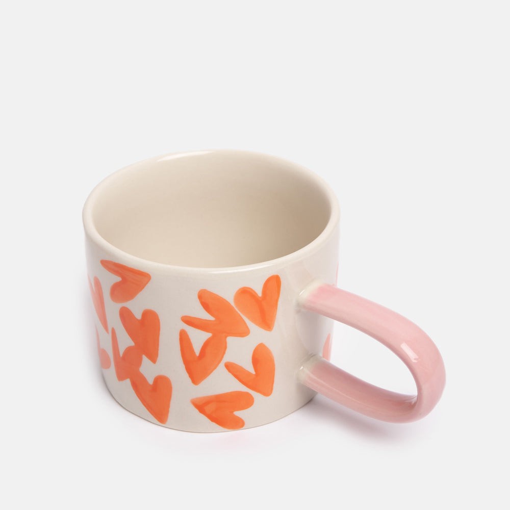 Caroline Gardner Coral Magnet Hearts Ceramic Mug