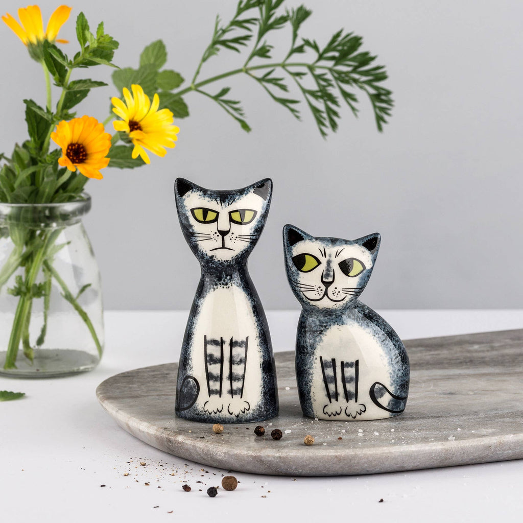 Grey Tabby Cat Salt and Pepper Shakers | Hannah Turner