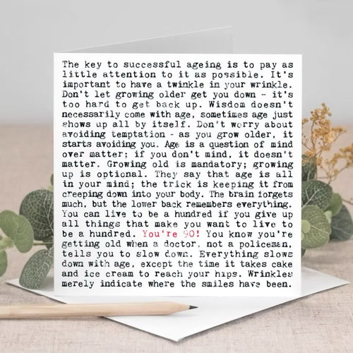 90th Birthday Card with Quotes
