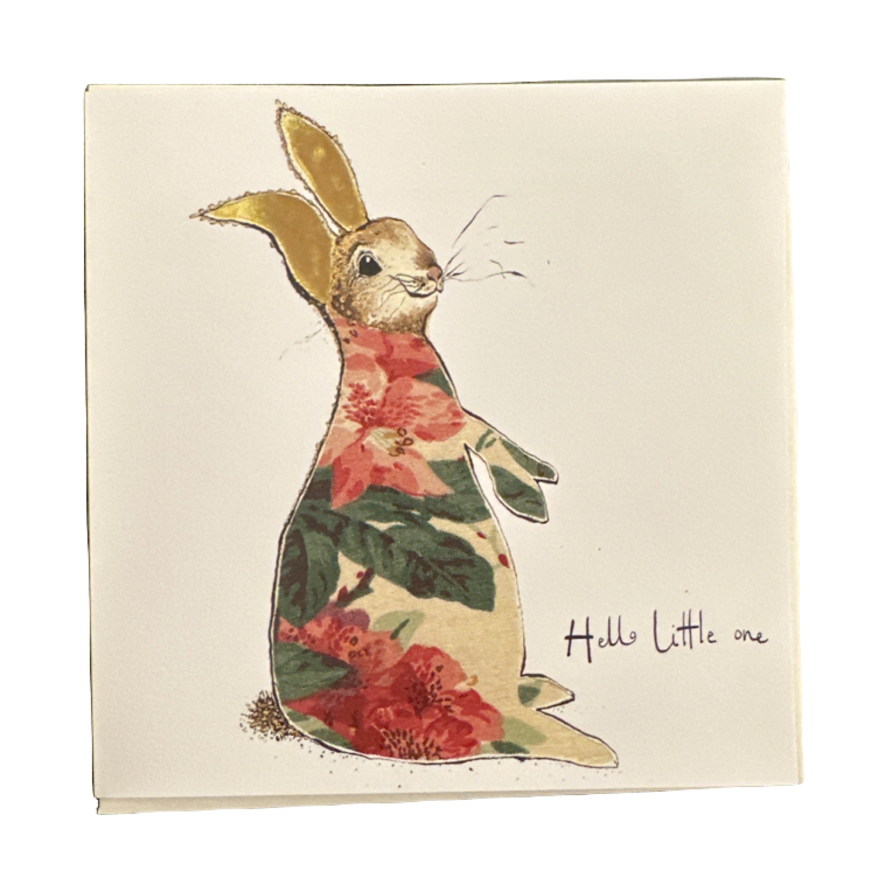 Hello Little One Floral Bunny Card