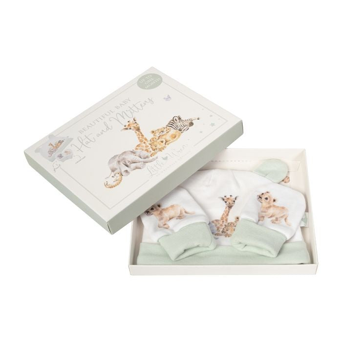 Wrendale Little Savannah Baby Hat & Mitten Set
