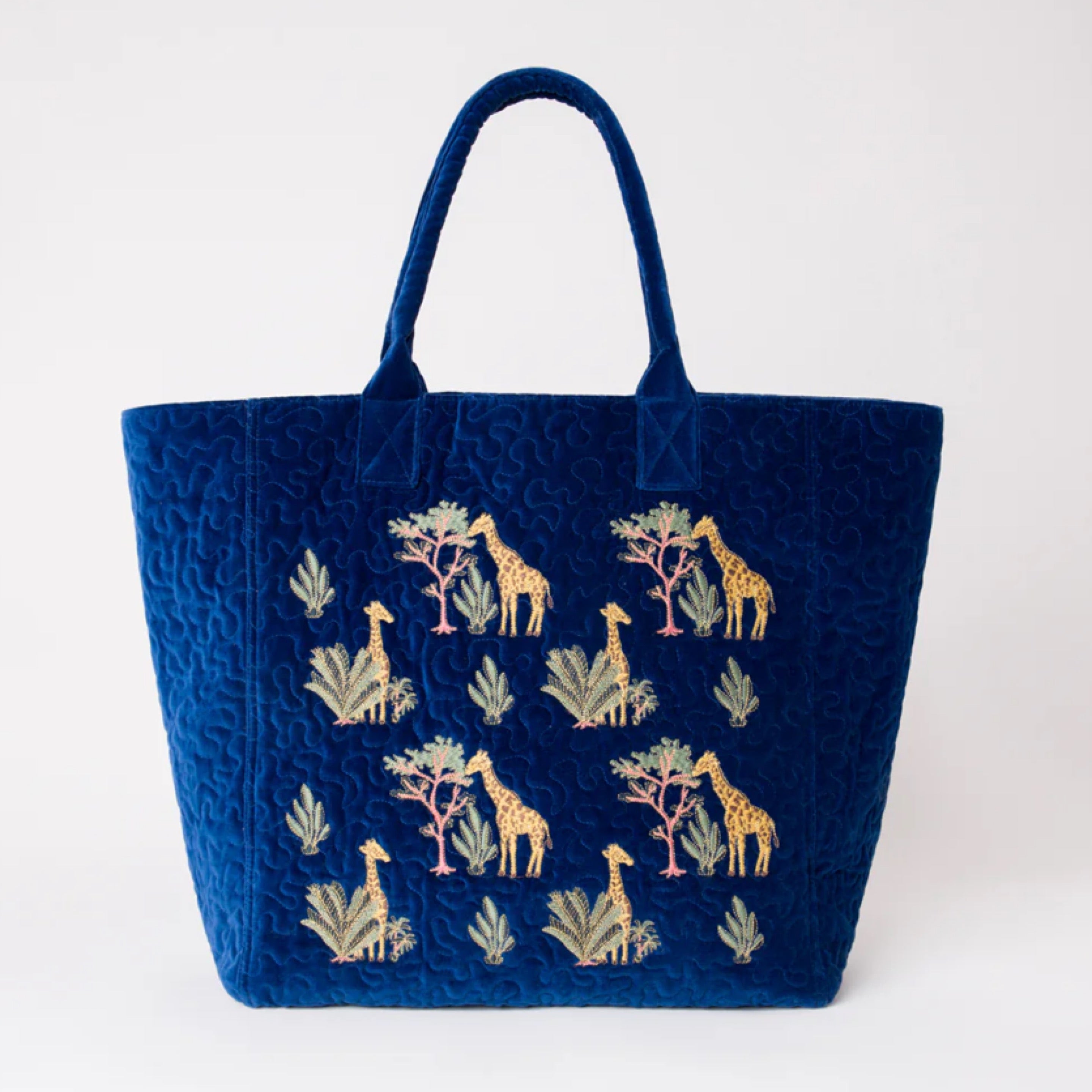Elizabeth Scarlet Navy Velvet Tote