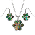 Paua Pet Paw Jewellery Set (Necklace & Earrings)