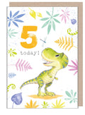 Kids Birthday Card - Age Five - Dinosaur design - TR05