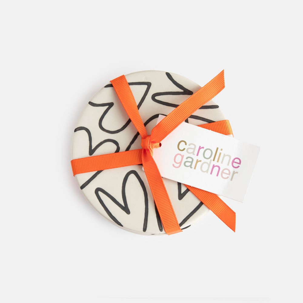Caroline Gardner Mono Mixed Print Coasters Set of 4