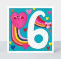 Age 6 - Hearts & Rainbows Birthday Card