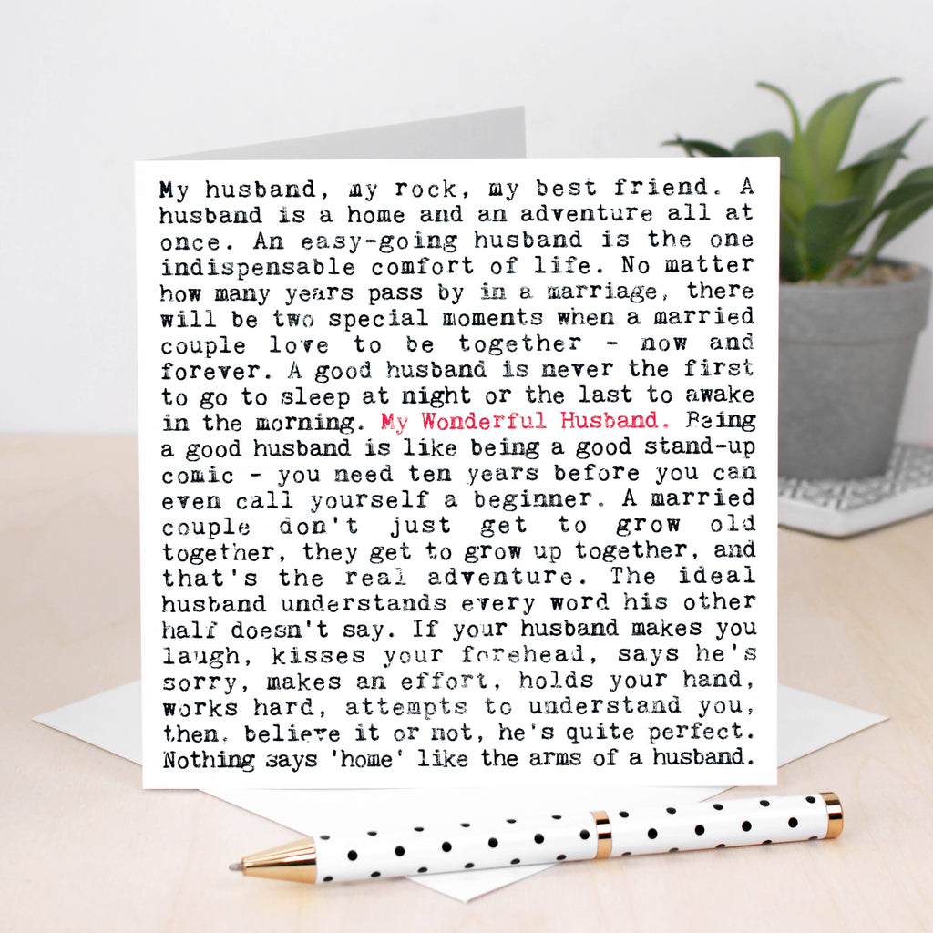 Husband Quotes Card For Him for Husband or Wife