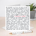 Husband Quotes Card For Him for Husband or Wife