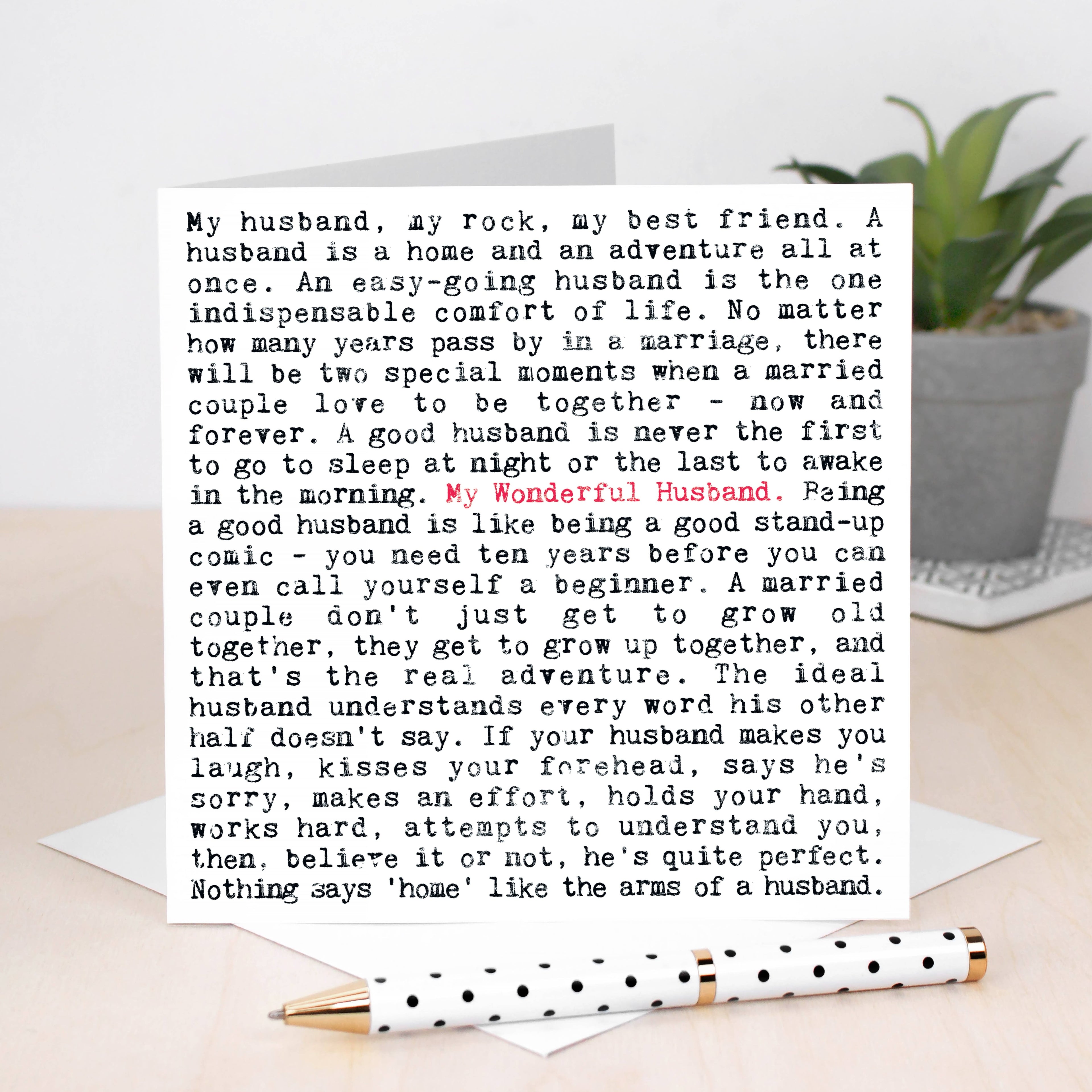 Husband Quotes Card For Him for Husband or Wife