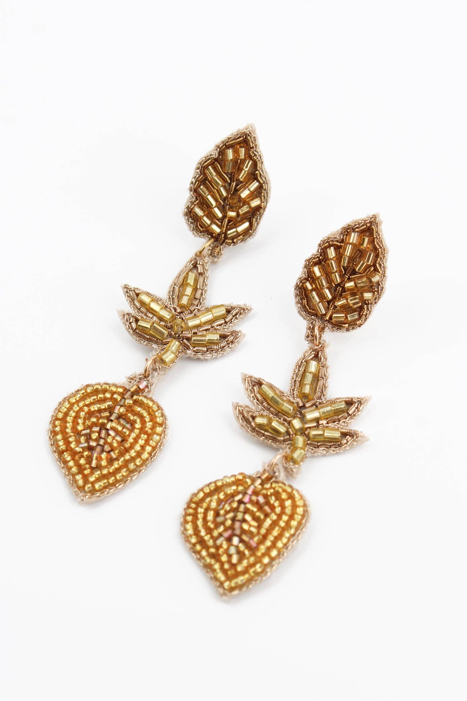 Gold Leaf Triple Earrings