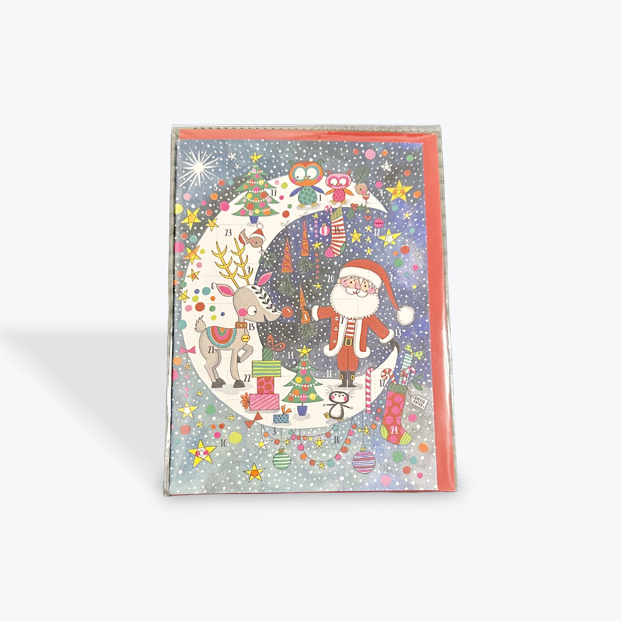 Santa and Rudolph Moon Advent Card