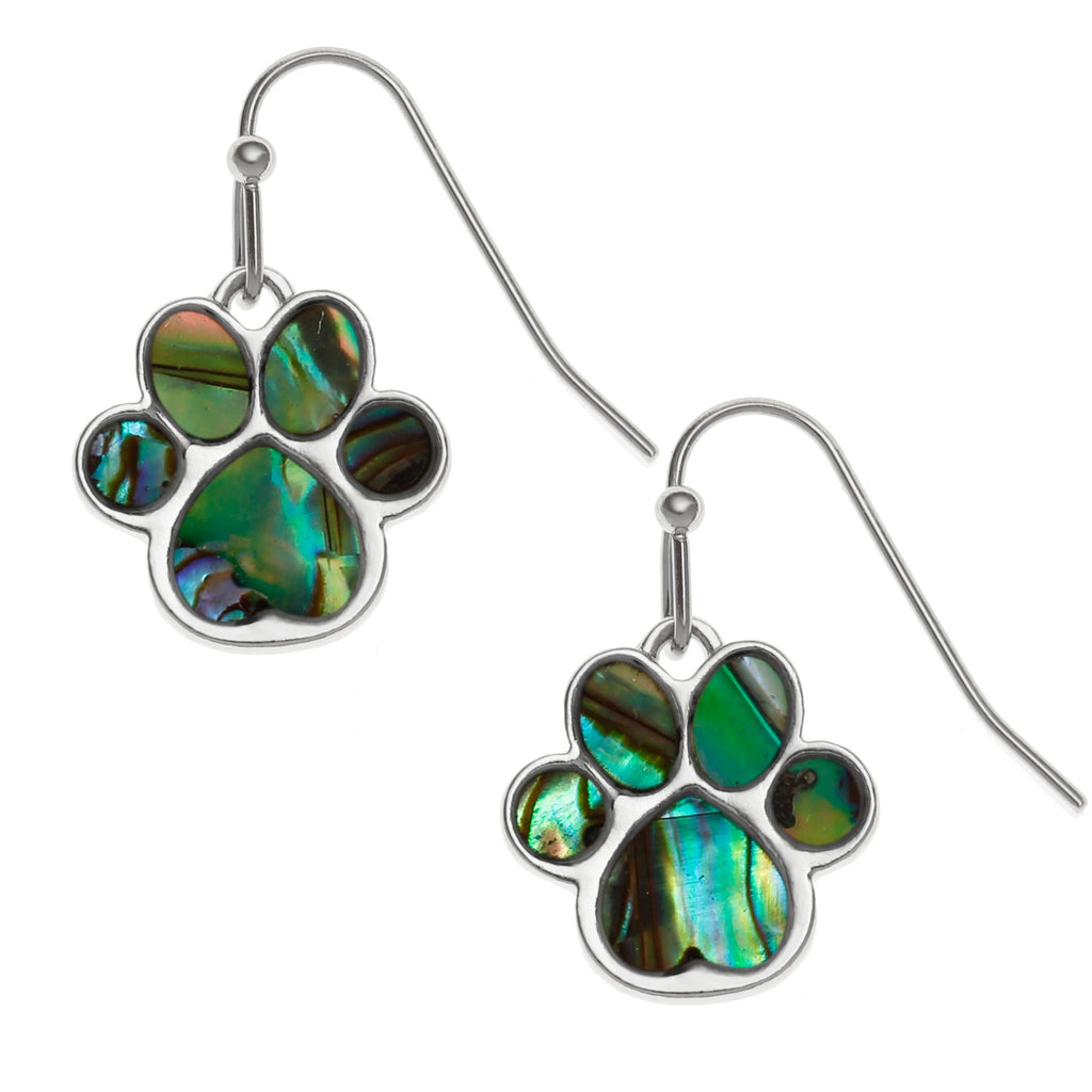 Paua Pet Paw Jewellery Set (Necklace & Earrings)