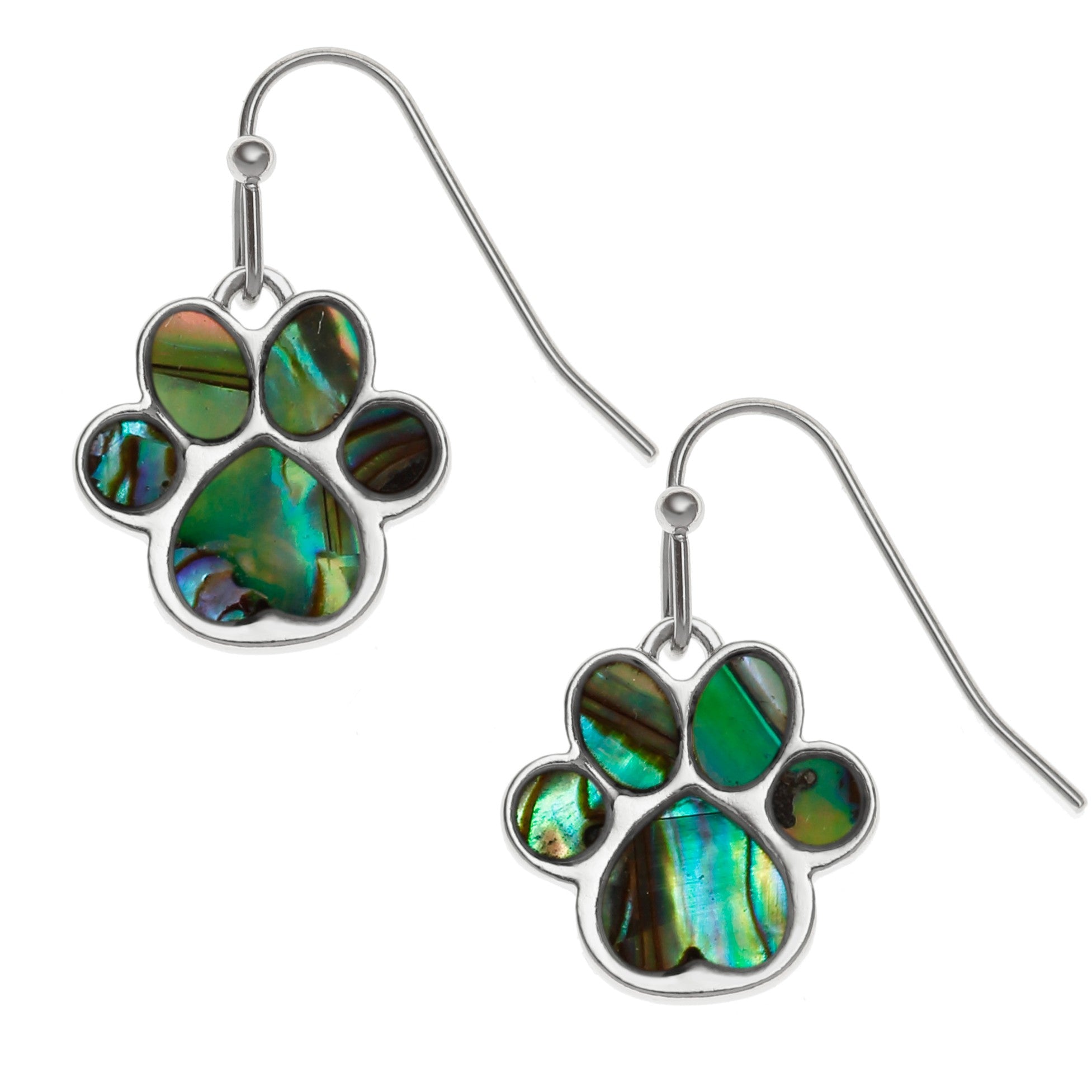 Paua Pet Paw Jewellery Set (Necklace & Earrings)