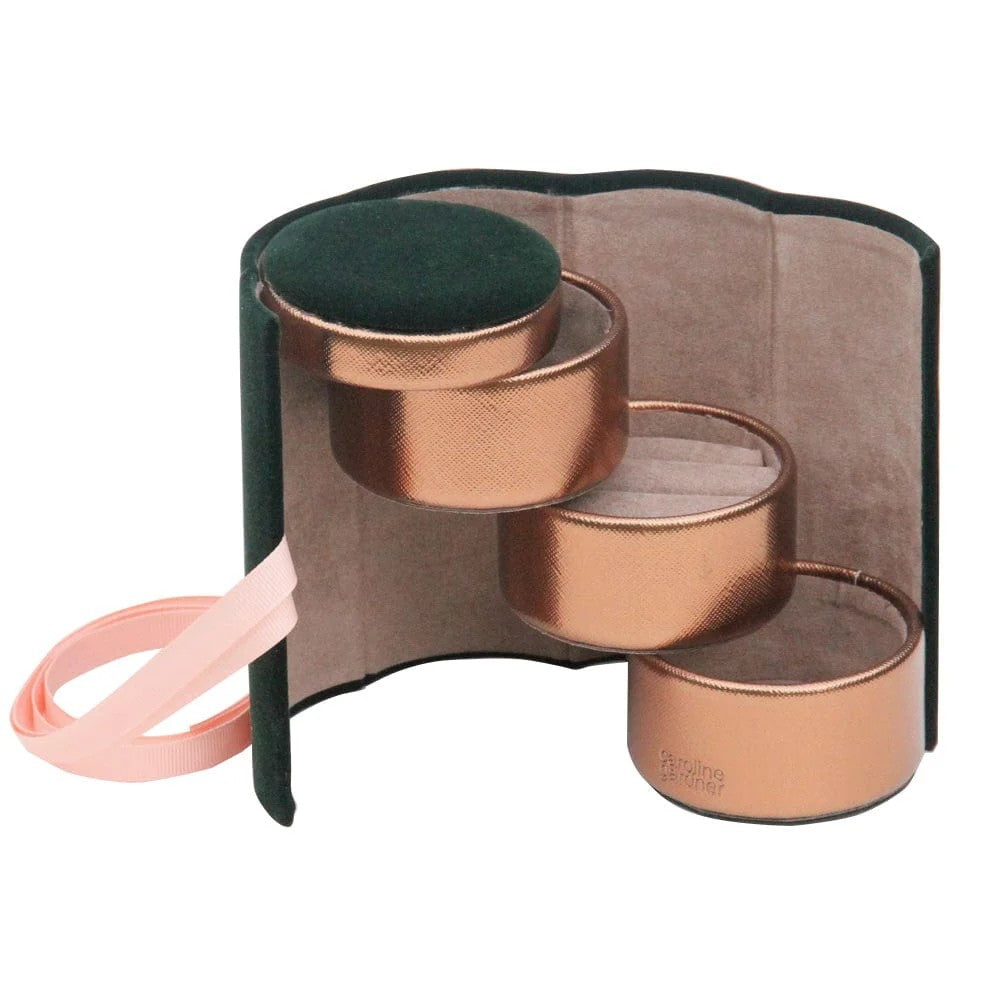 Caroline Gardner Dark Green Velvet Jewellery Box Roll