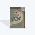 Happy Birthday White Bird with Flower card
