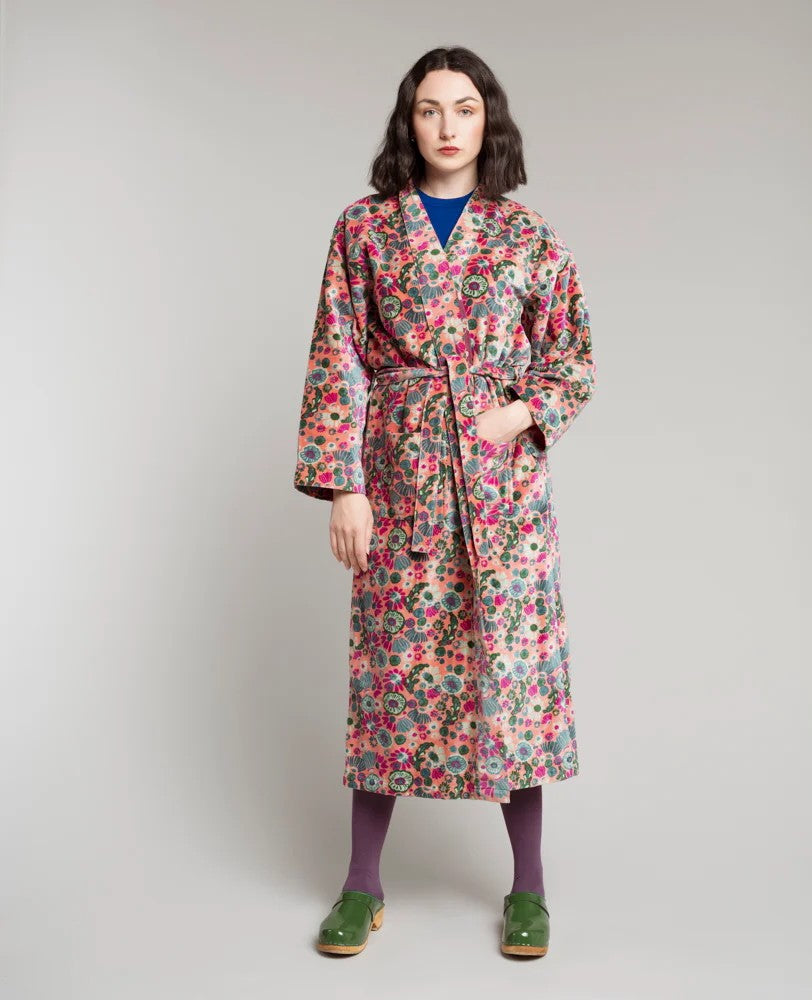 Long Velvet Dressing Gown - Molly Coral
