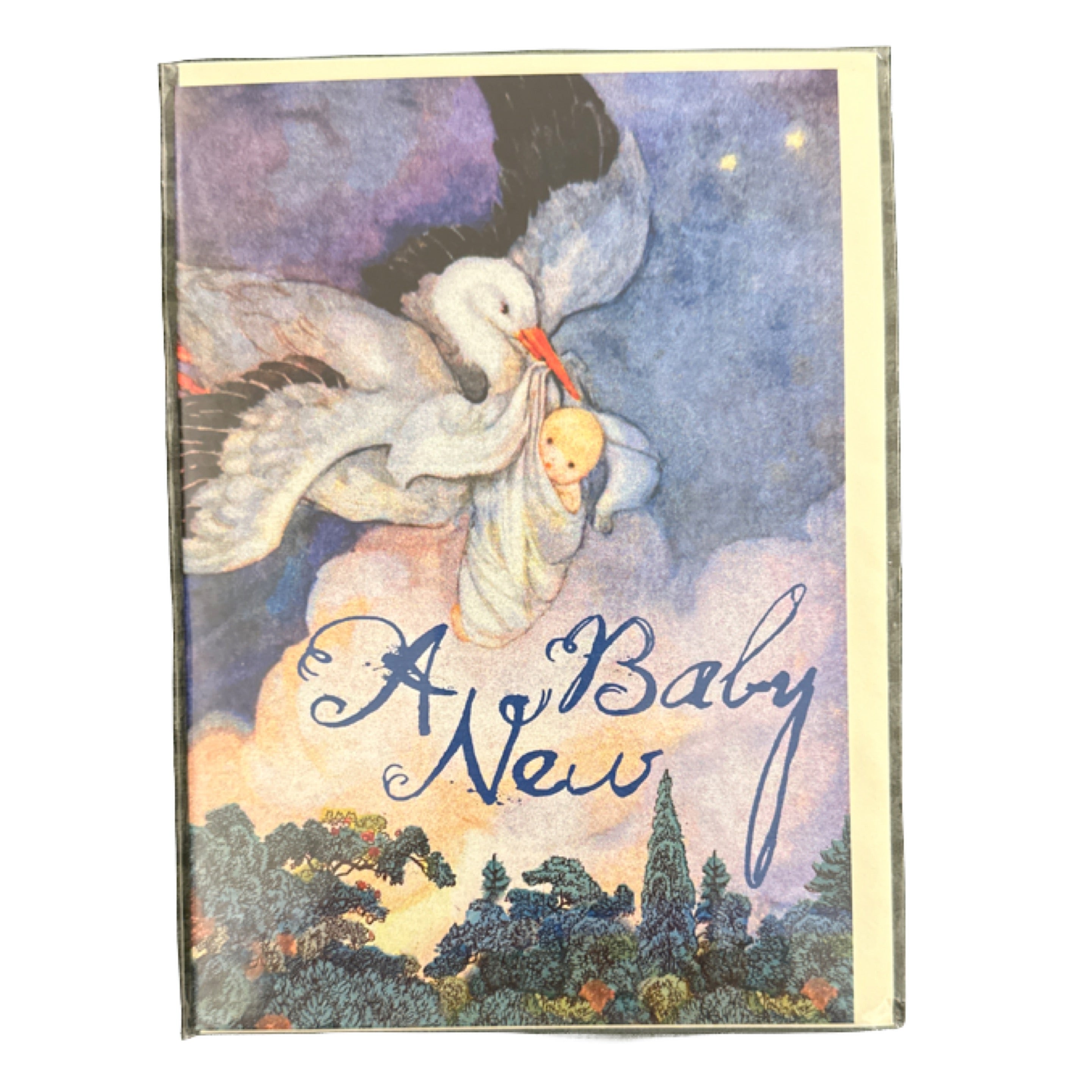 A New Baby Card with Stork Delivery