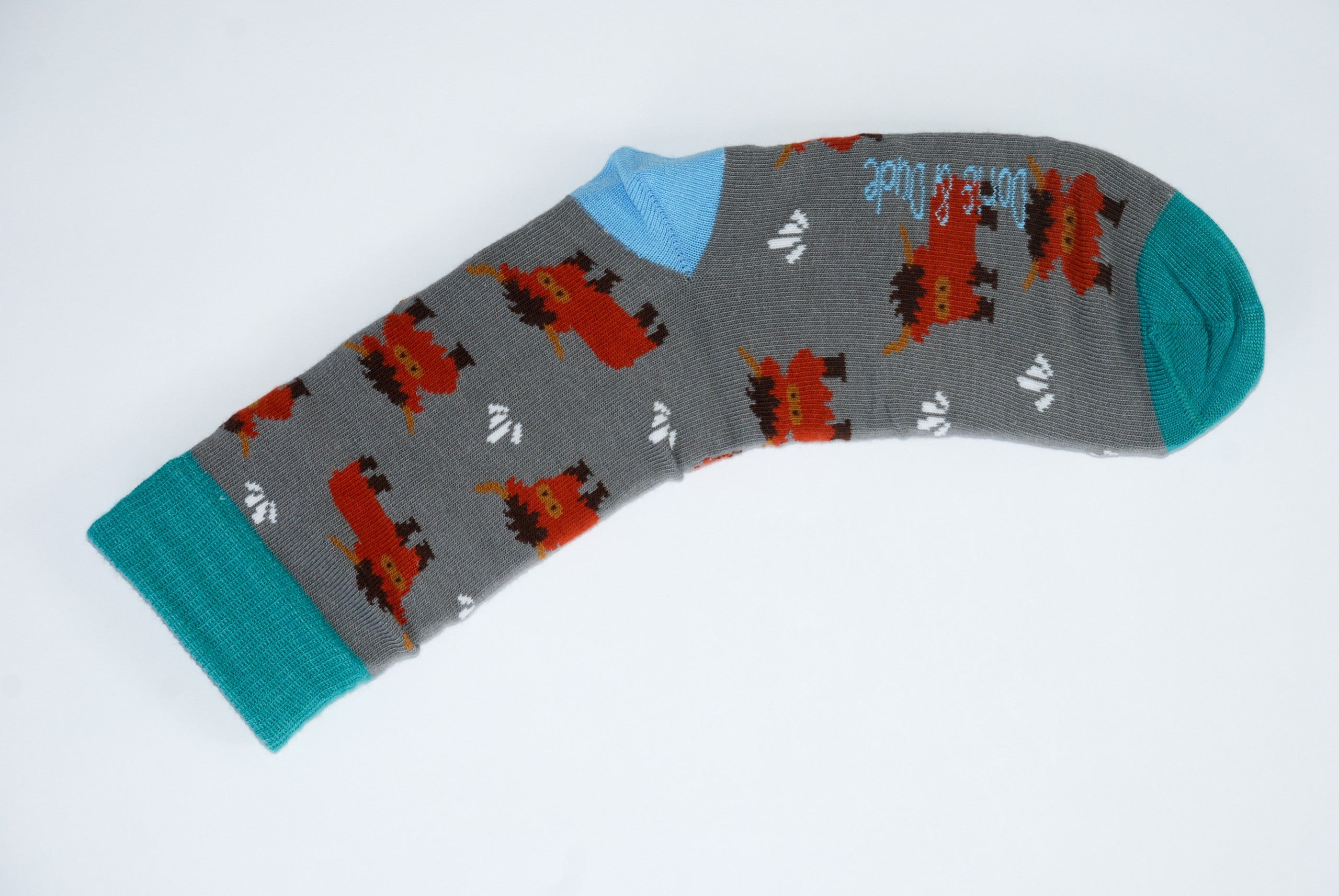 Doris and Dude Grey Highland Cow Socks UK 7 to 11