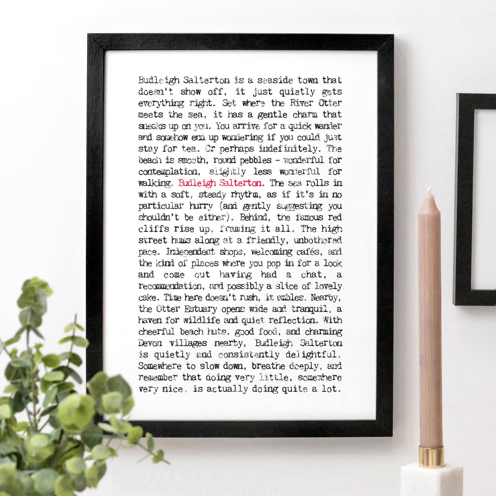 Budleigh Salterton - A4 Unframed Print - Wise Words