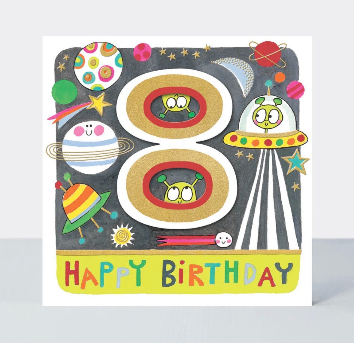 Age 8 - Aliens Birthday Card