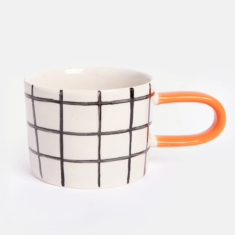 Caroline Gardner Mono Grid Check Mug
