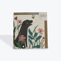 Happy Birthday Collage Black Dog with Bee in Flowers card