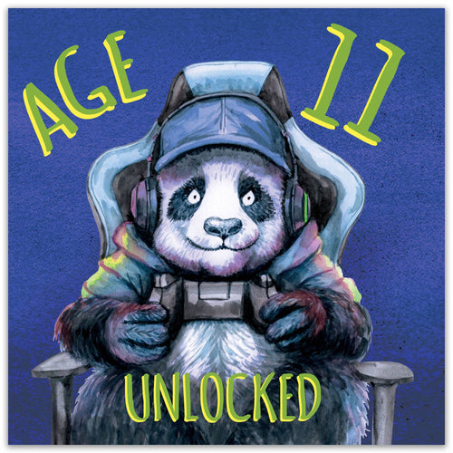 Age 11 Birthday Card - Gaming - Panda