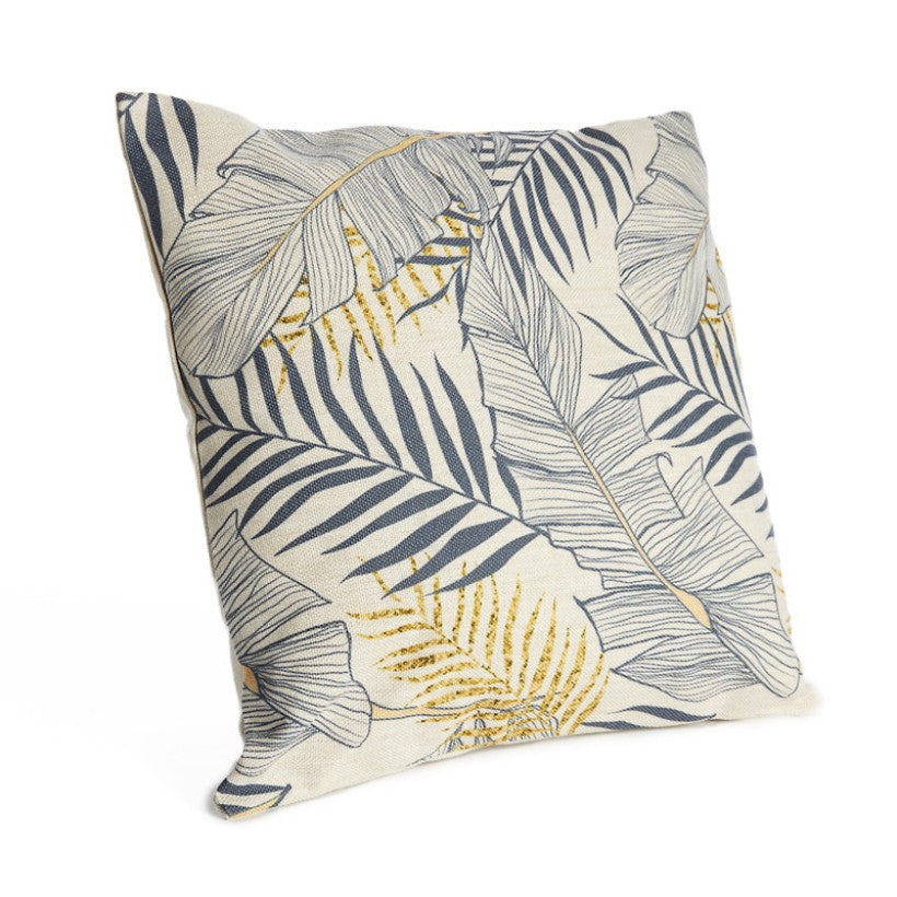 Grey and Mustard Leaf Cushion