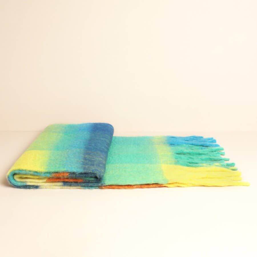 Green and Blue Stripe Winter Scarf