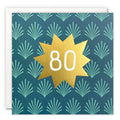 Gold Foiled Age 80 Birthday Card - Deco