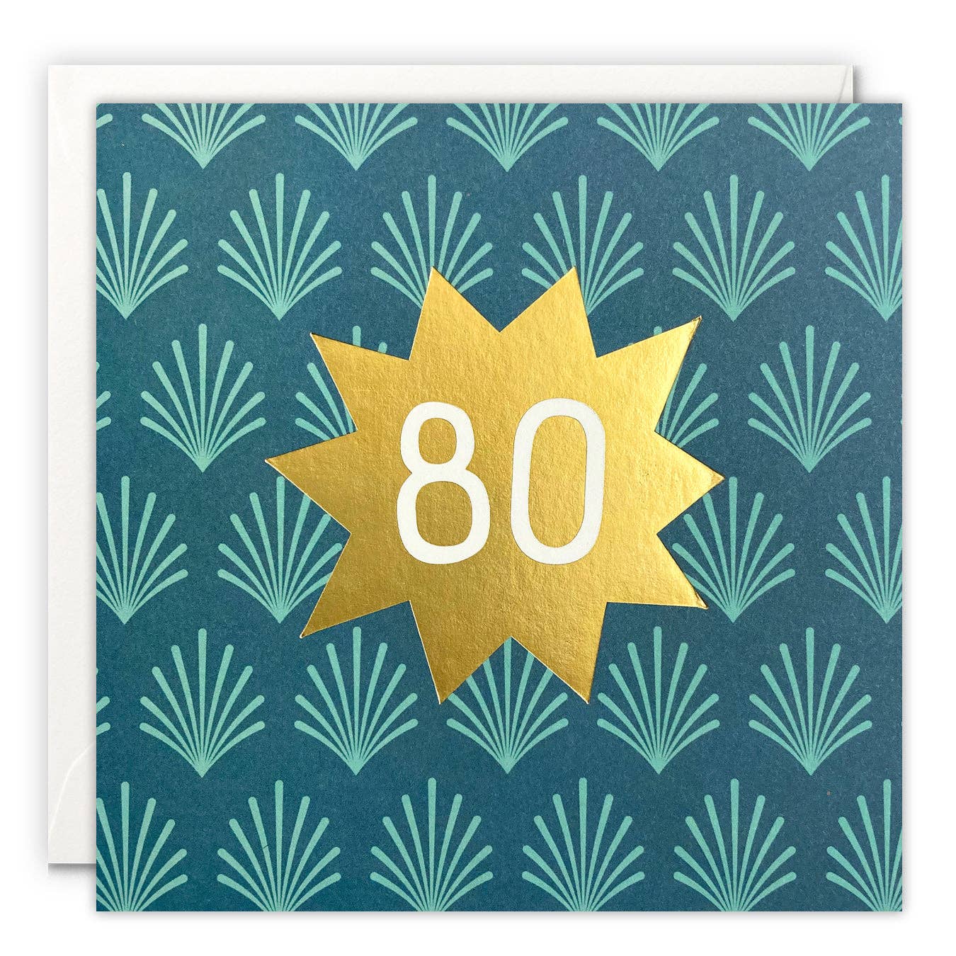 Gold Foiled Age 80 Birthday Card - Deco