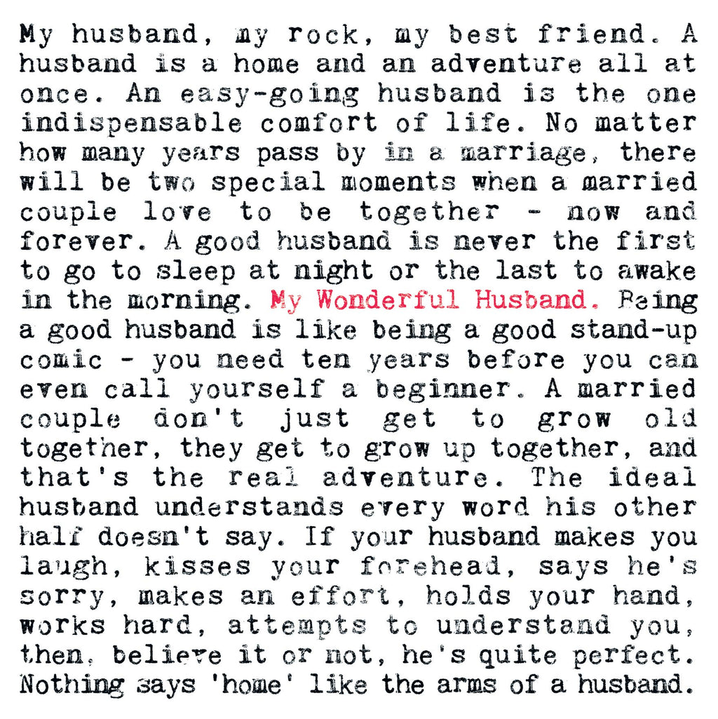 Husband Quotes Card For Him for Husband or Wife