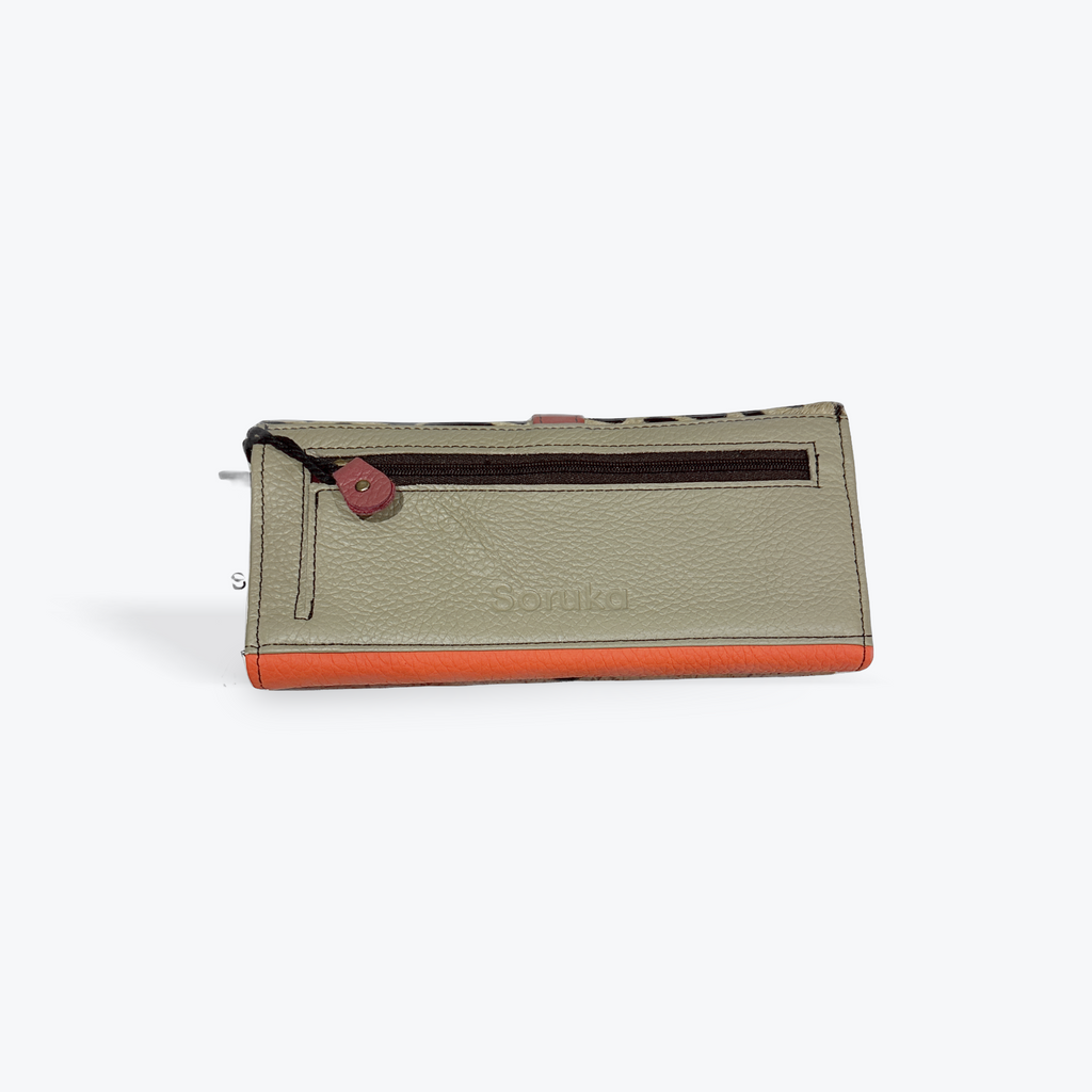 Soruka Wallet and Card Holder - Orange & Red with Animal Print