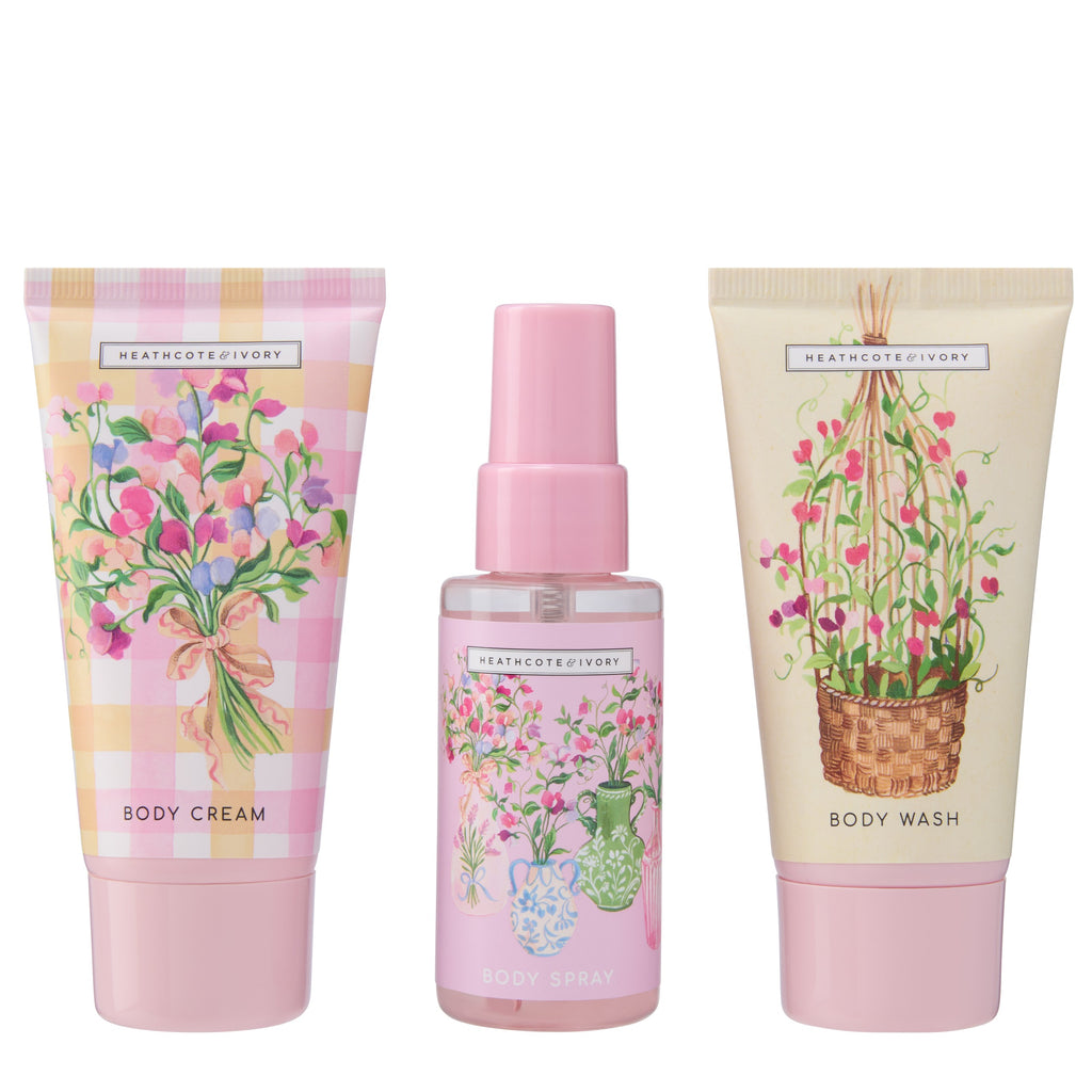 Sweet Pea Refresher Essentials (Body Wash 50ml, Body Cream 50mls and Body Spray 50mals)